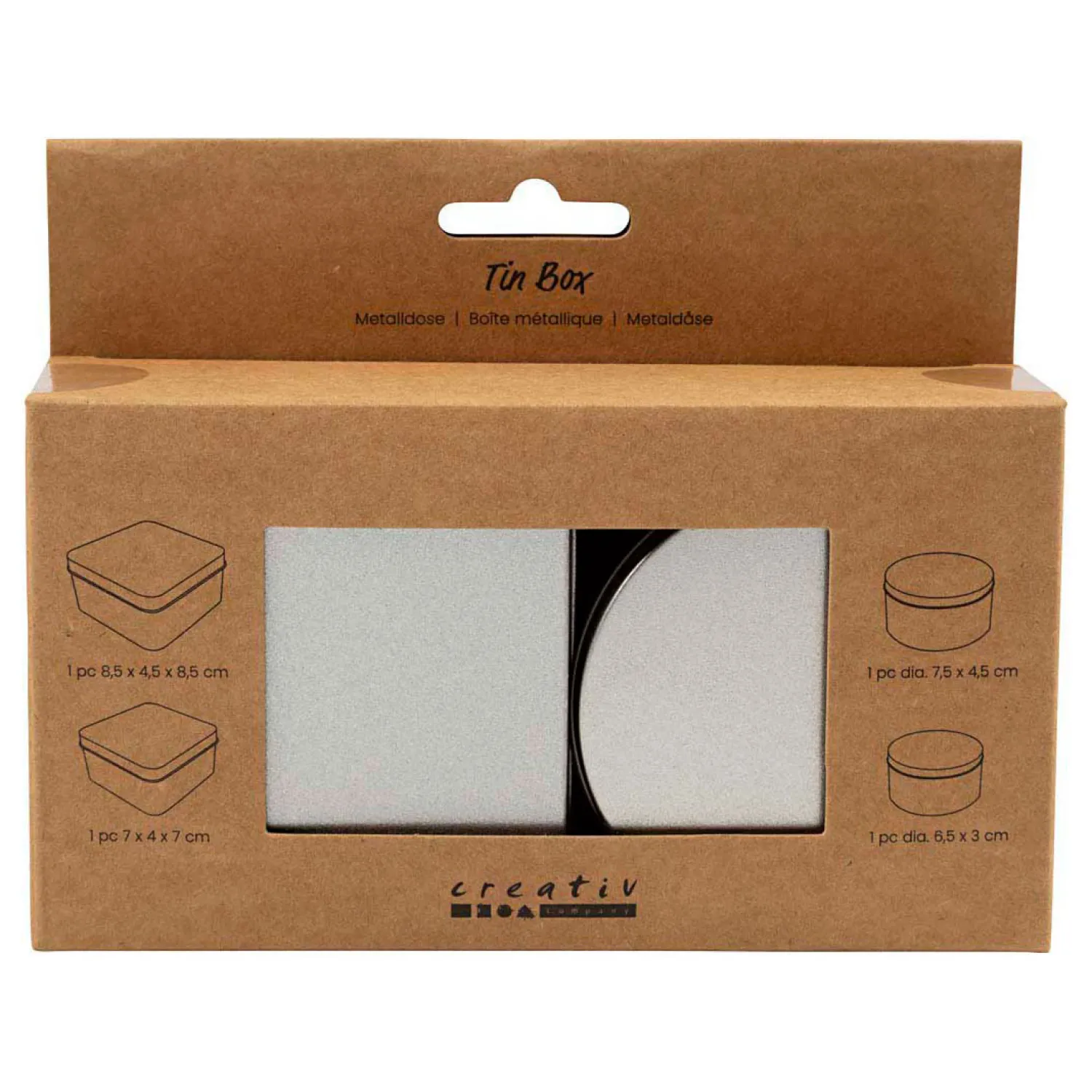 Blikjes Cirkel en Vierkant - 4st.>Creativ Company Outlet