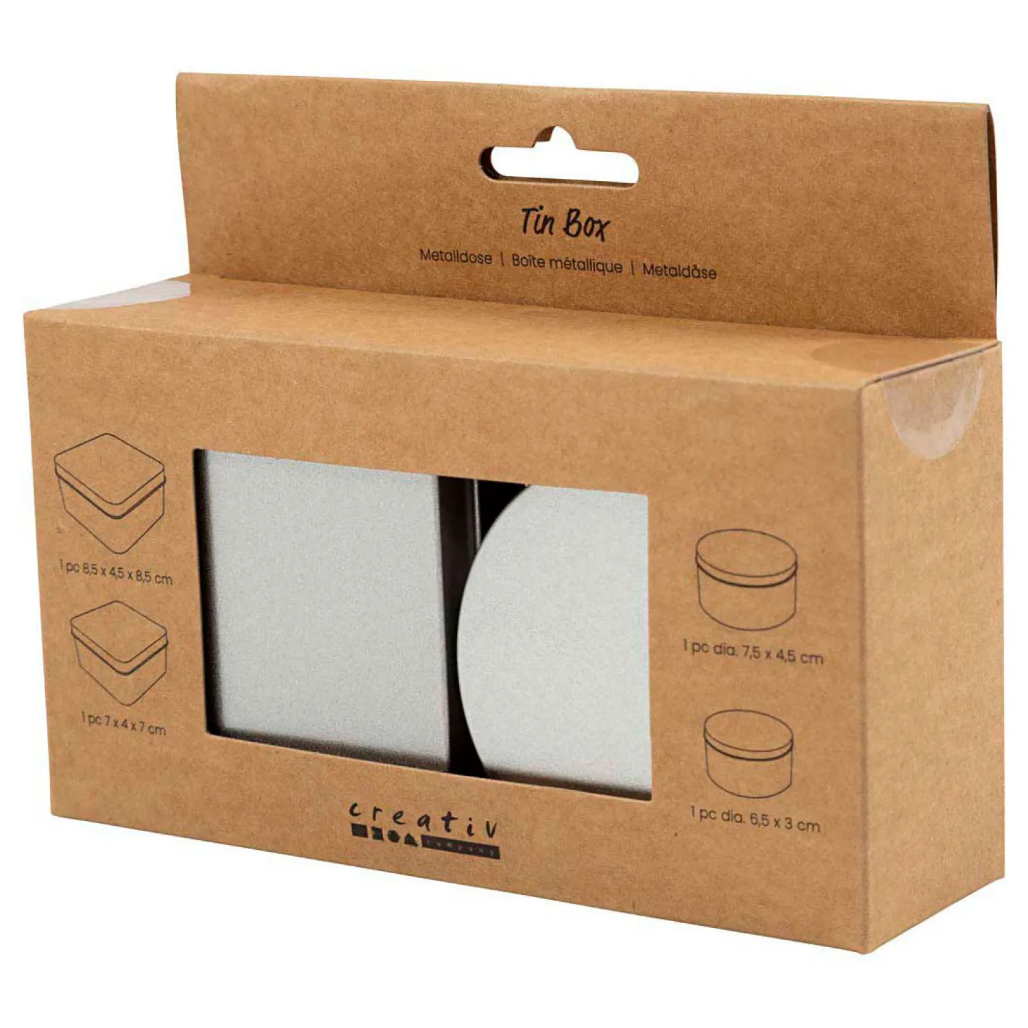 Blikjes Cirkel en Vierkant - 4st.>Creativ Company Outlet