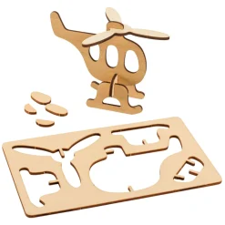 Colorations Bouwpakketje Houten 3D Voertuigen, Set van 4