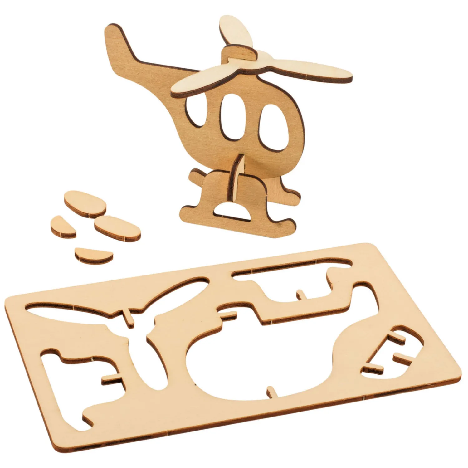 Colorations Bouwpakketje Houten 3D Voertuigen, Set van 4