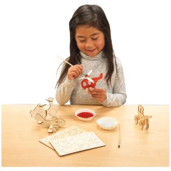 Colorations Bouwpakketje Houten 3D Voertuigen, Set van 4