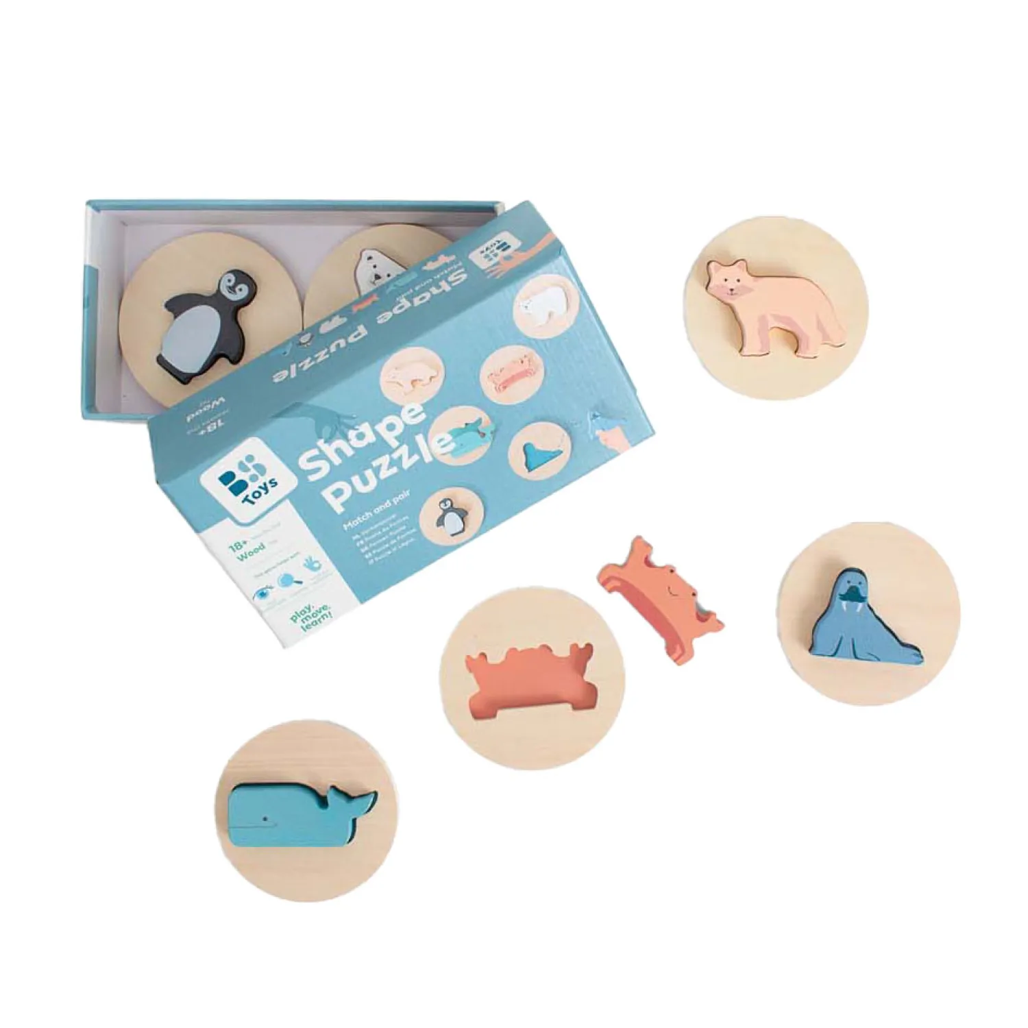 Houten Vormenpuzzel, 6st.-BS Toys