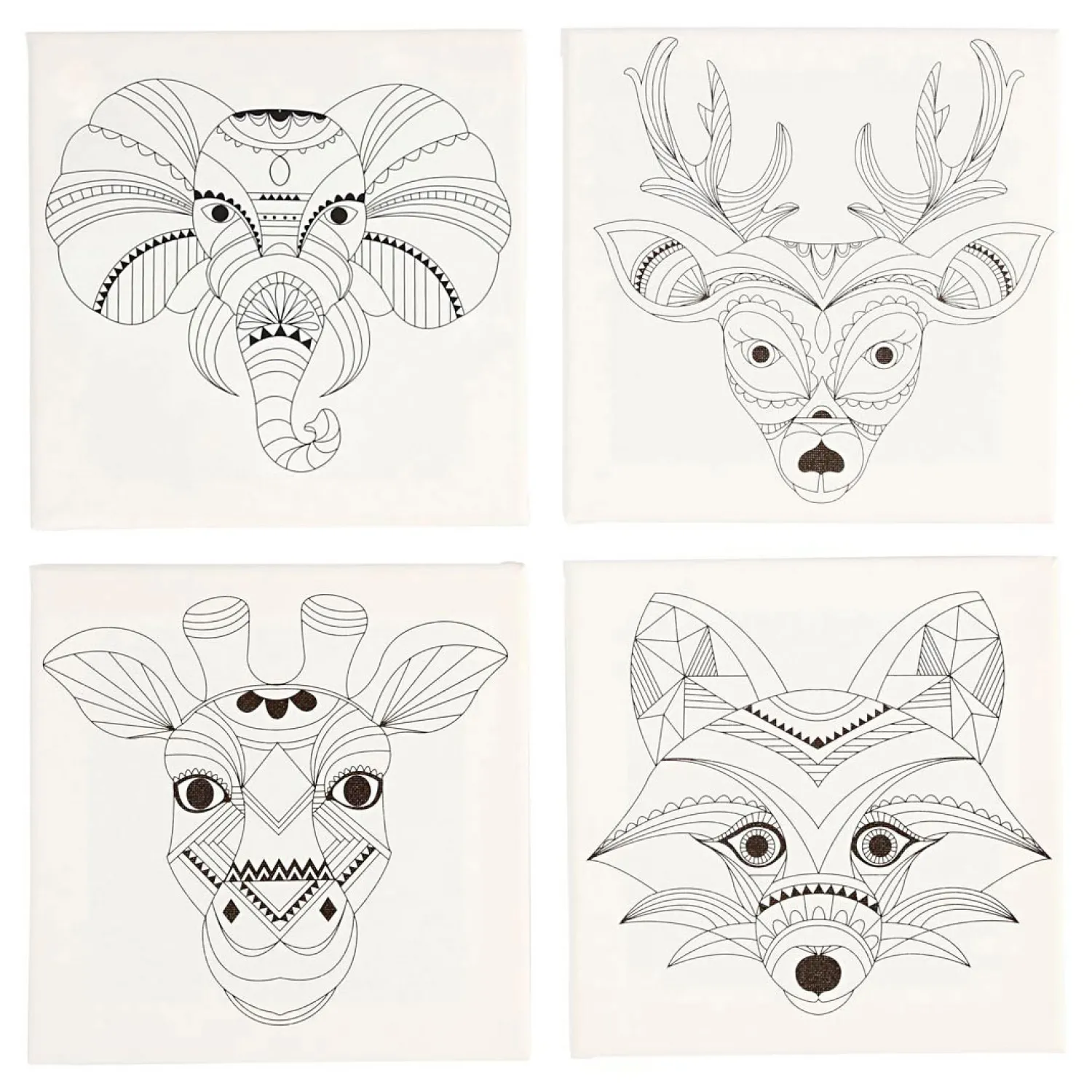 Canvas met Dierenprint, 4st.>Creativ Company Best