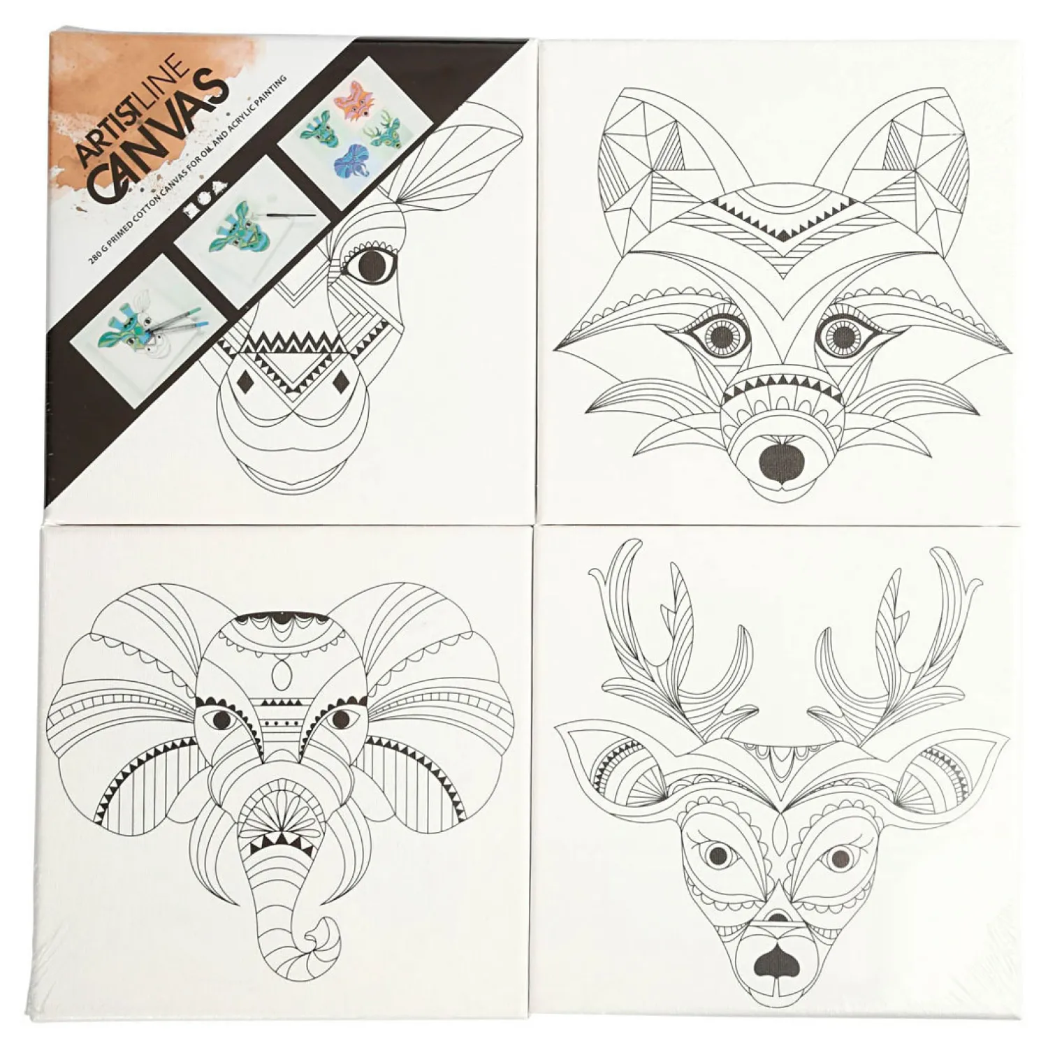 Canvas met Dierenprint, 4st.>Creativ Company Best