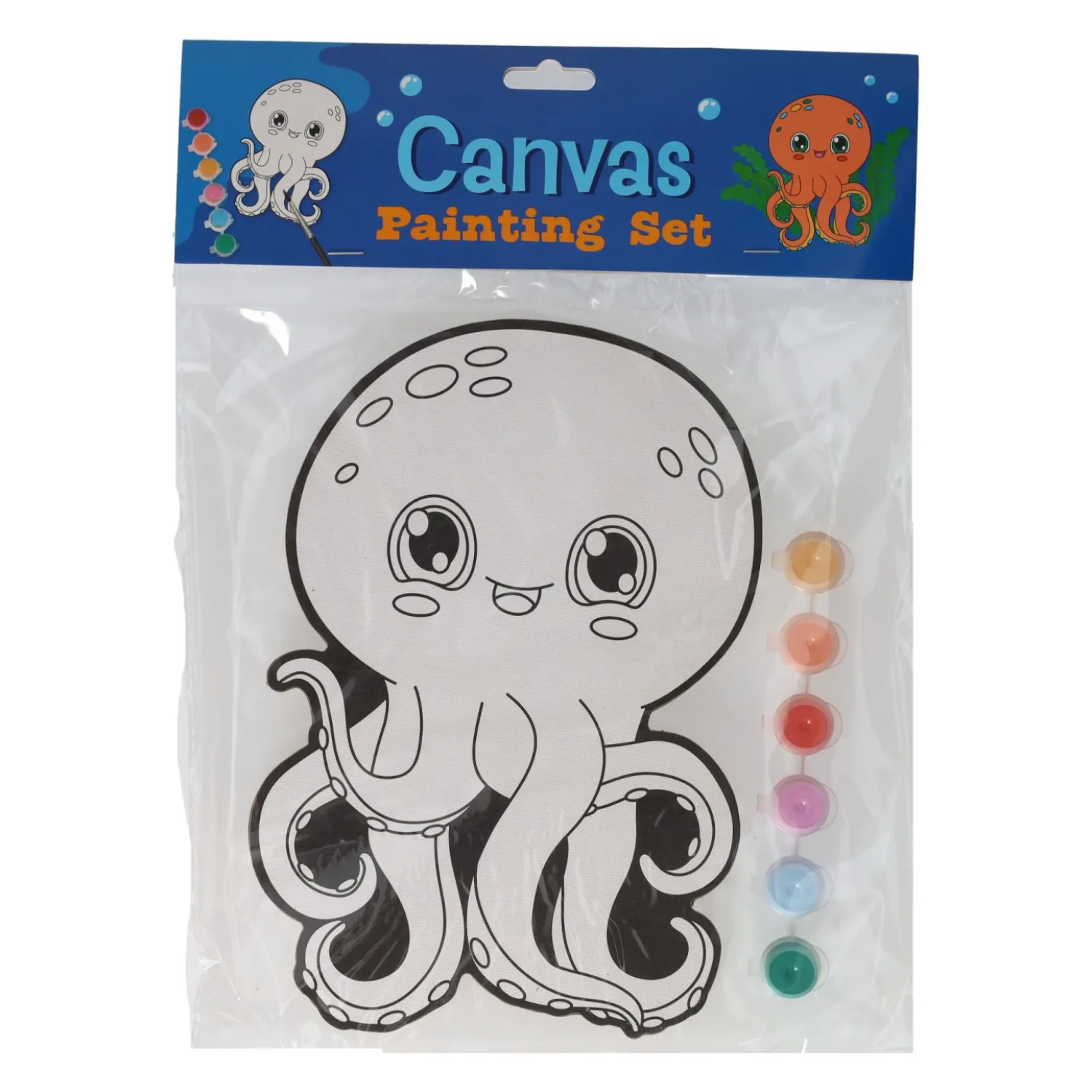 Wins Holland Canvas Schilderen - Octopus - incl Penseel en 6 kleuren verf Clearance