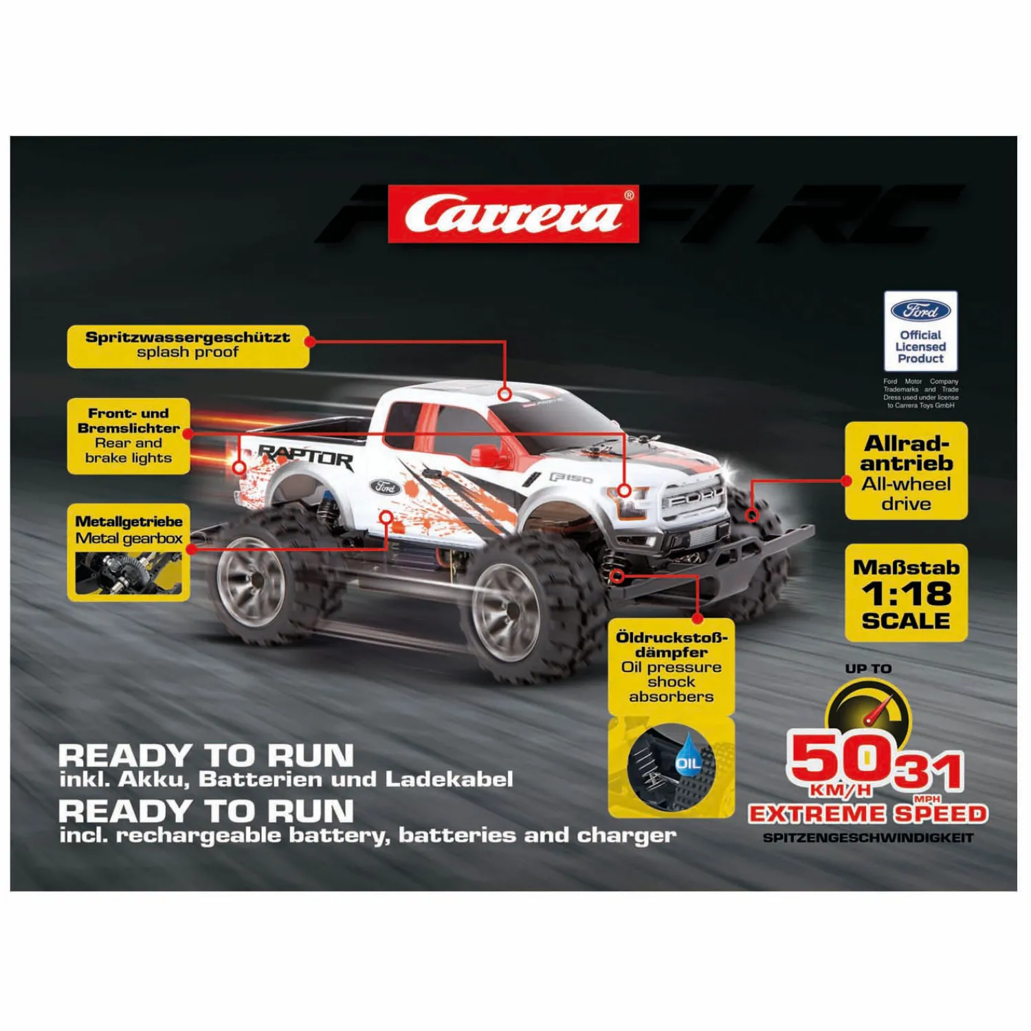 Carrera RC 2,4GHz Ford F-150 Raptor -PX- - 50 km/u New