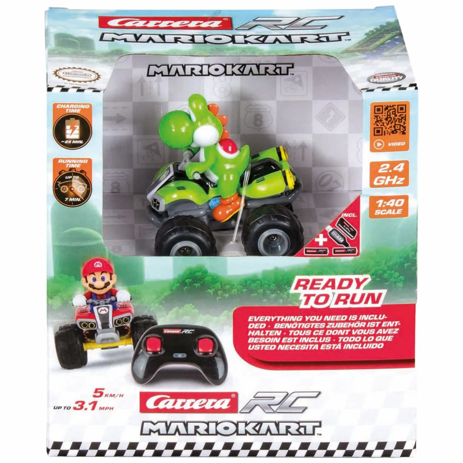 RC 2,4GHz Mario Kart Yoshi - Mini Quad 1:40-Carrera New
