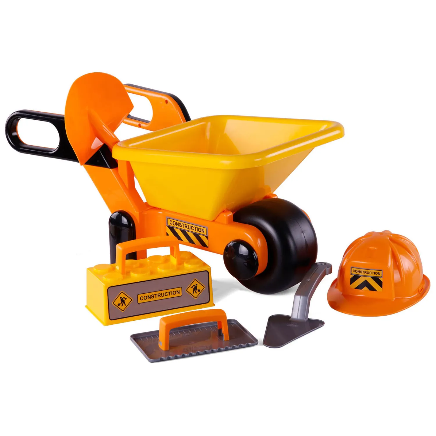 Kruiwagen Geel met Gereedschap en Helm, 6dlg.>Cavallino New