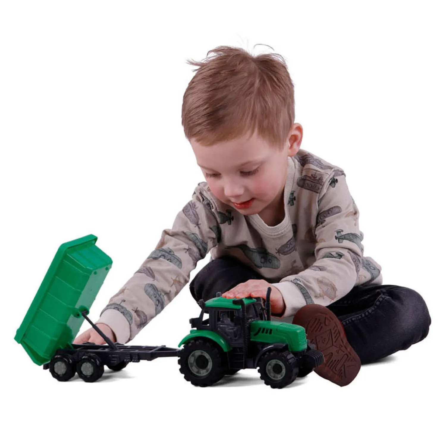 Tractor met Kiepwagen Aanhangwagen Groen, Schaal 1:32>Cavallino Hot