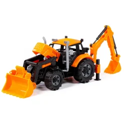 Tractor met Lader en Graafmachine Geel, Schaal 1:32-Cavallino Outlet