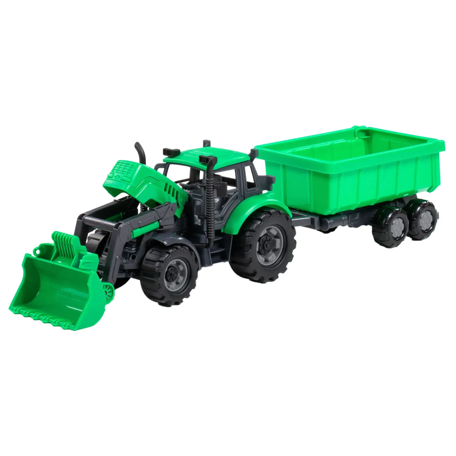 Tractor met Lader en Aanhang Kiepwagen Groen, Schaal 1:32>Cavallino Best