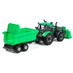 Tractor met Lader en Aanhang Kiepwagen Groen, Schaal 1:32><noscript><img width=