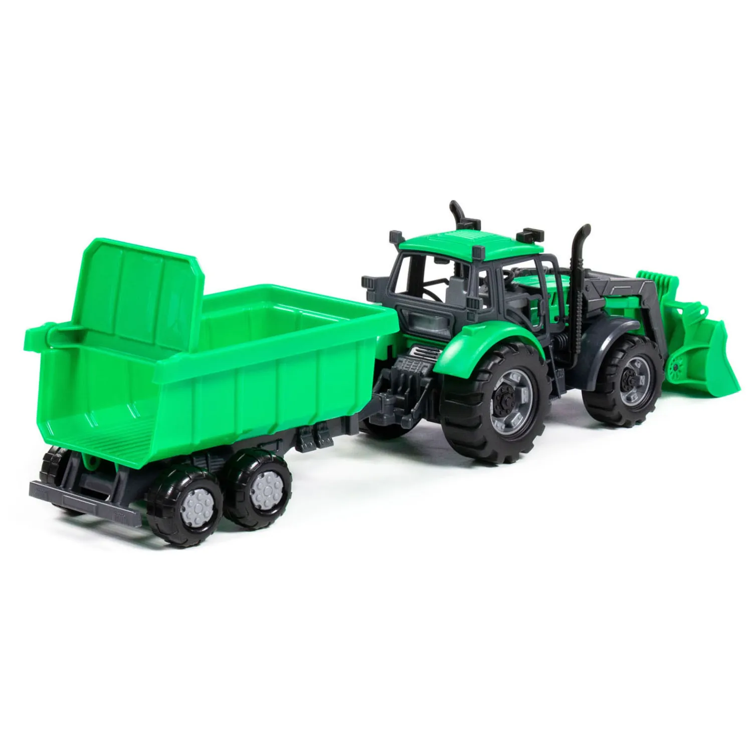 Tractor met Lader en Aanhang Kiepwagen Groen, Schaal 1:32>Cavallino Best