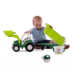 XL Tractor Groen met Kiep- Aanhangwagen en Emmerset, 9dlg.-Cavallino Best