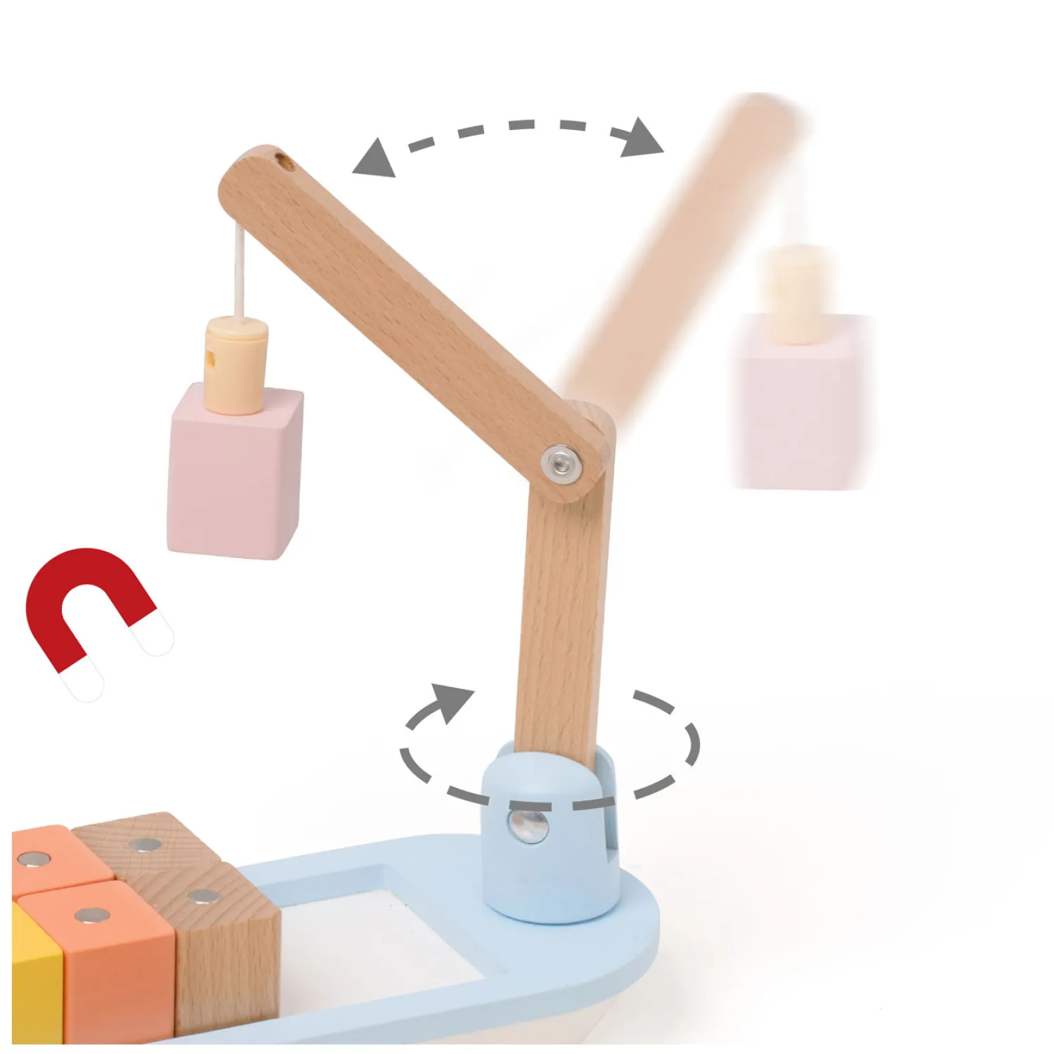 Houten Blokkenboot met Kraan, 13dlg.-Classic World Sale