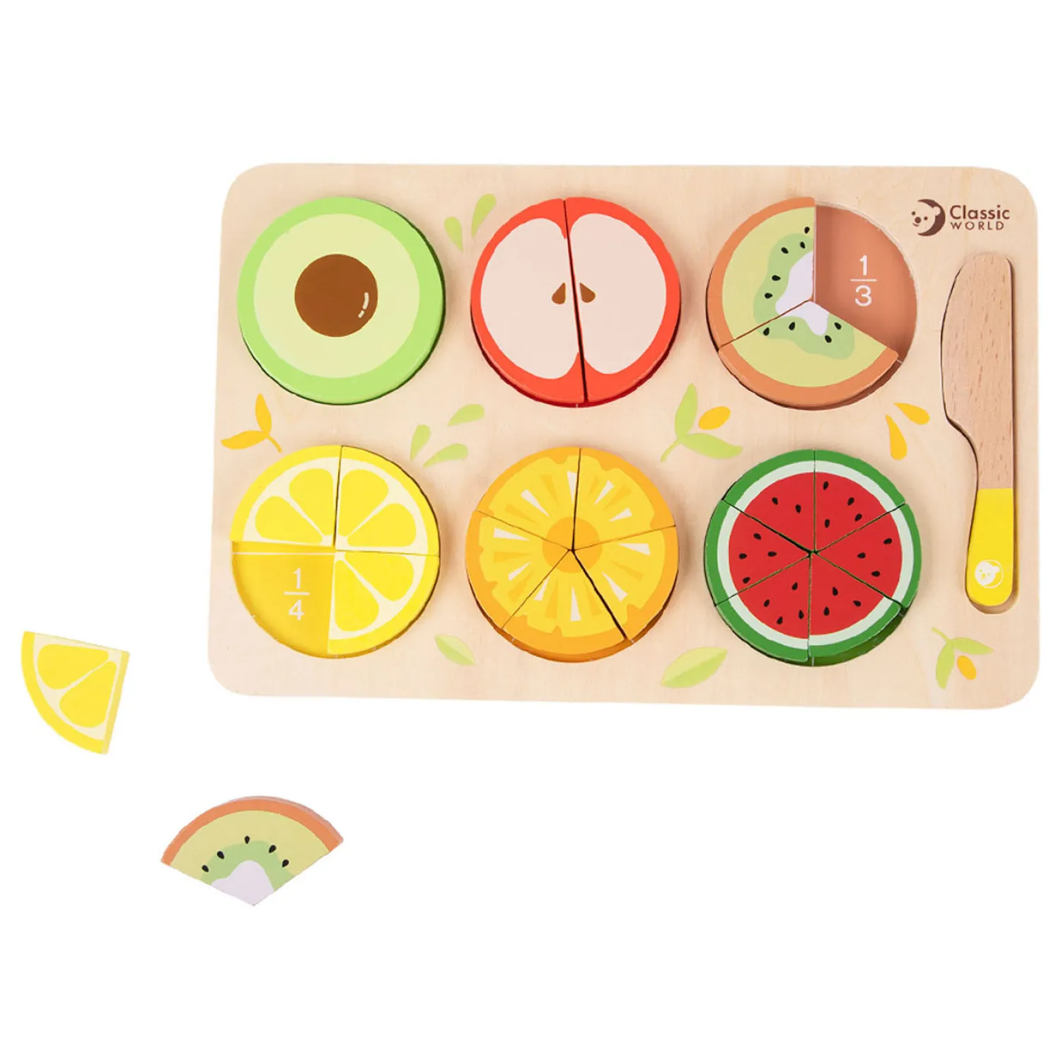 Classic World Houten Fruit Puzzel Breuken, 22dlg.