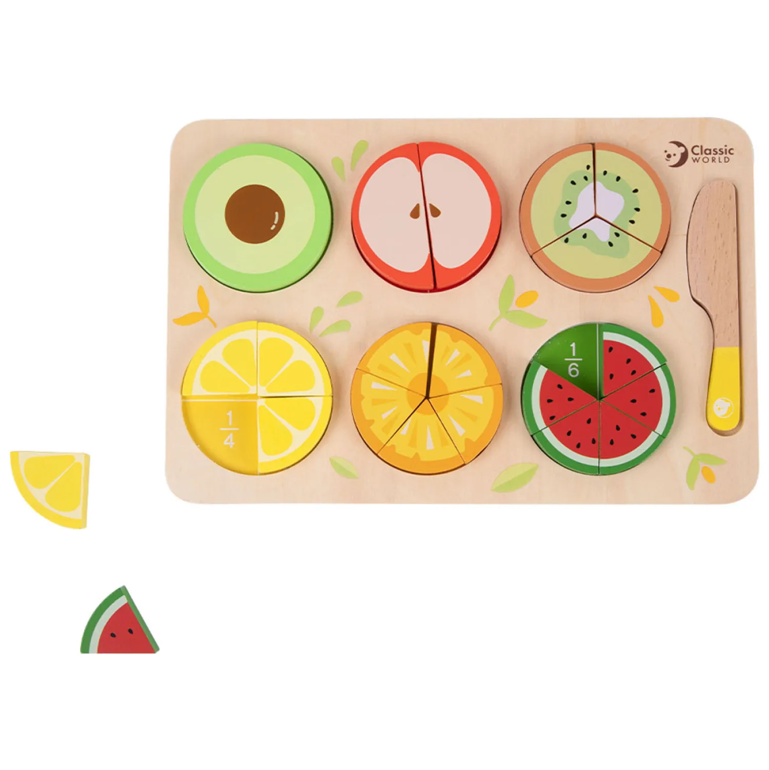 Classic World Houten Fruit Puzzel Breuken, 22dlg.