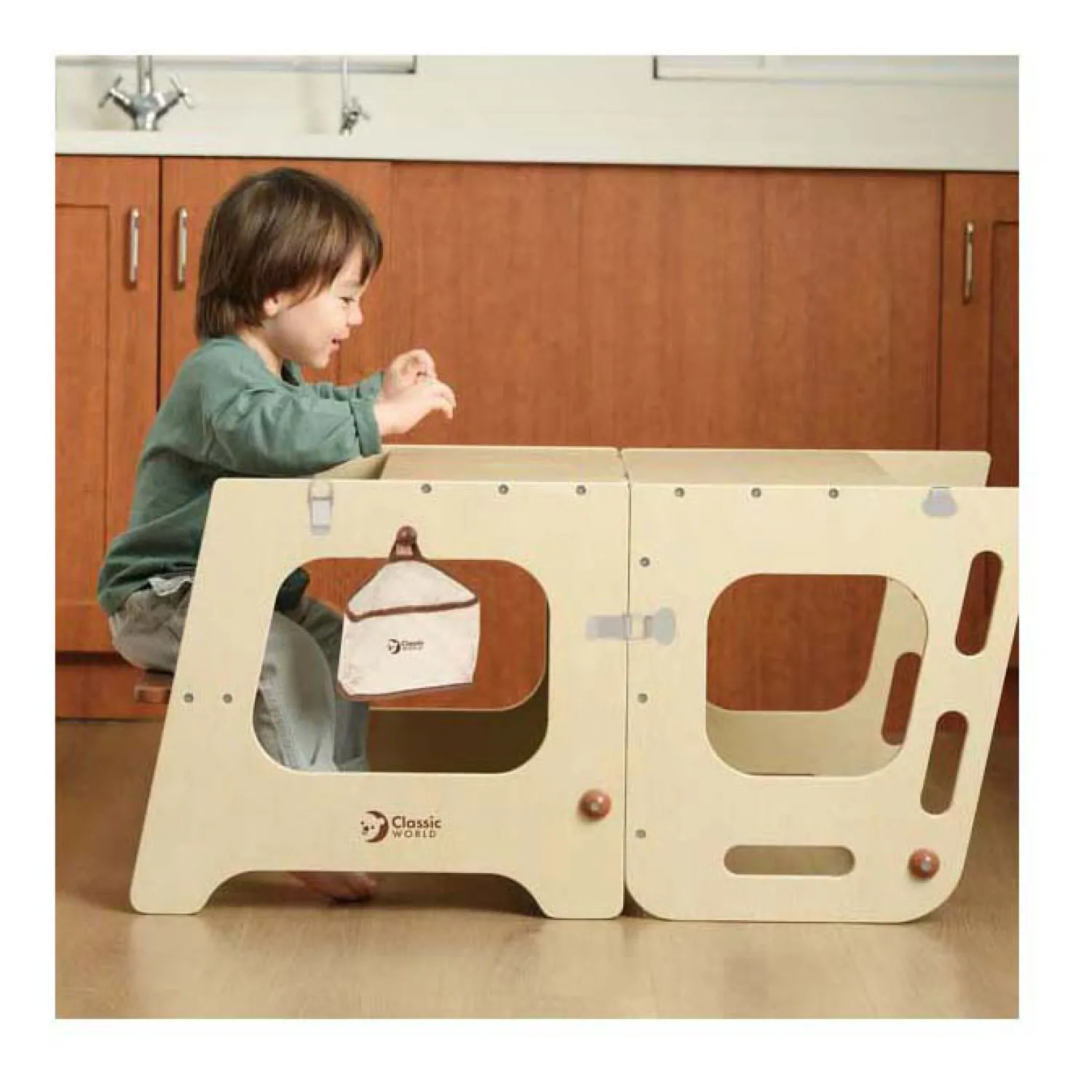 Houten 2in1 Leertoren en Tafel Verstelbaar, 90cm>Classic World New