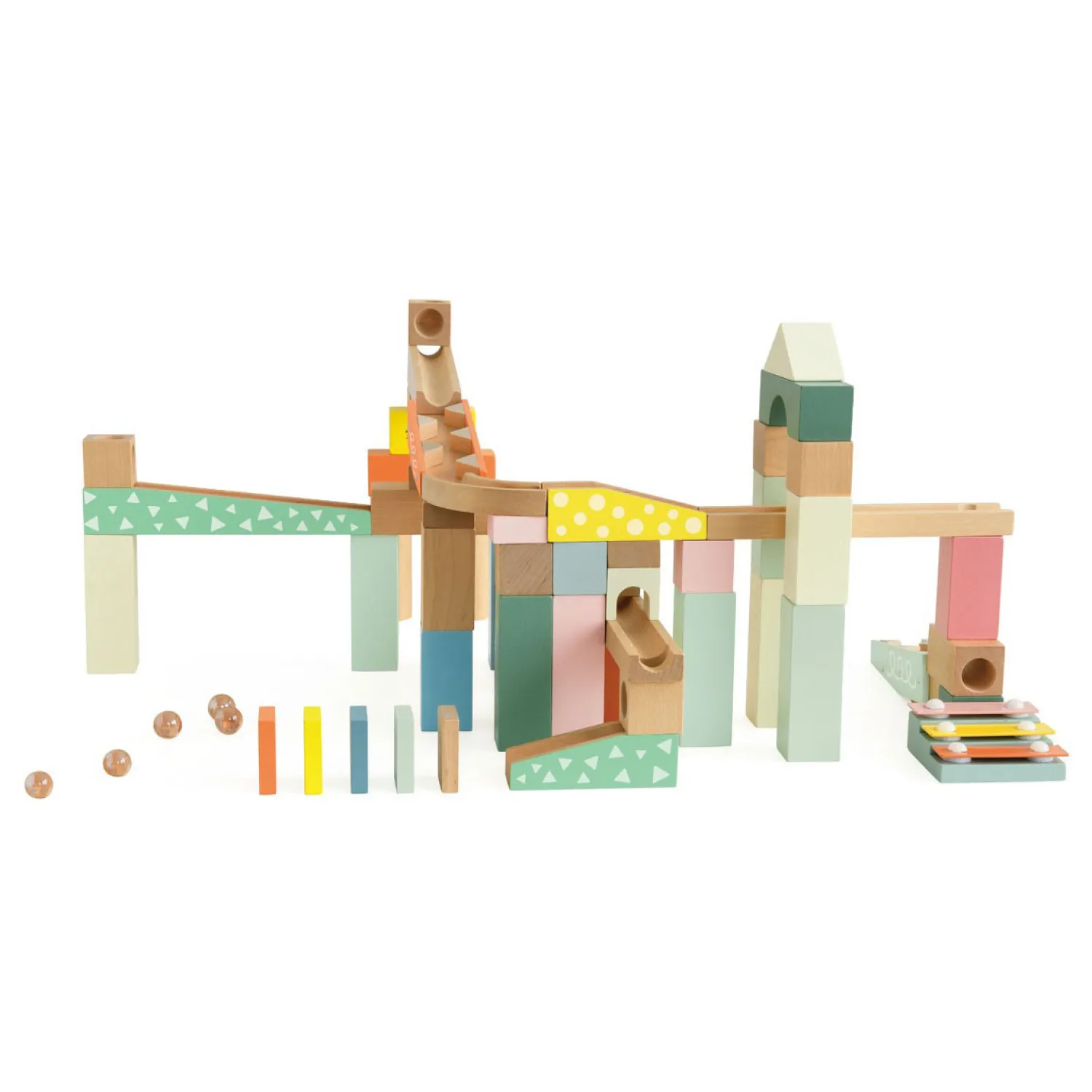 Houten Knikkerbaan Bouwset, 62dlg.>Classic World Sale