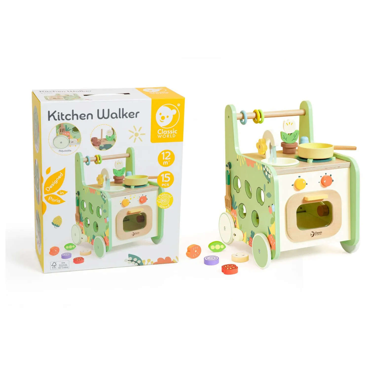 Houten Loopwagen Keuken, 15dlg.-Classic World Best