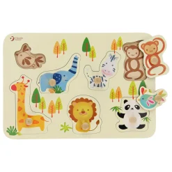 Classic World Houten Noppenpuzzel Wilde Dieren, 7st. Clearance