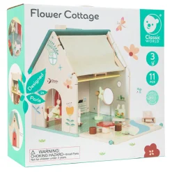 Classic World Houten Poppenhuisje met Tuintje, 10dlg.