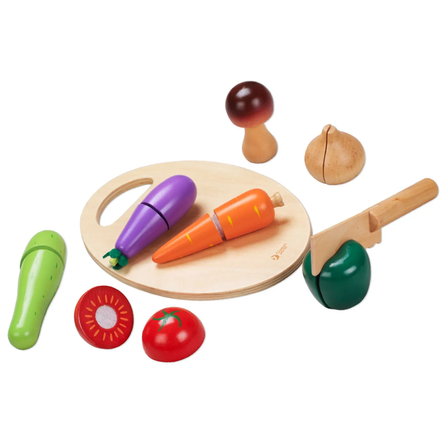 Houten Snijgroenten met Mes en Snijplank 16 dlg>Classic World Clearance