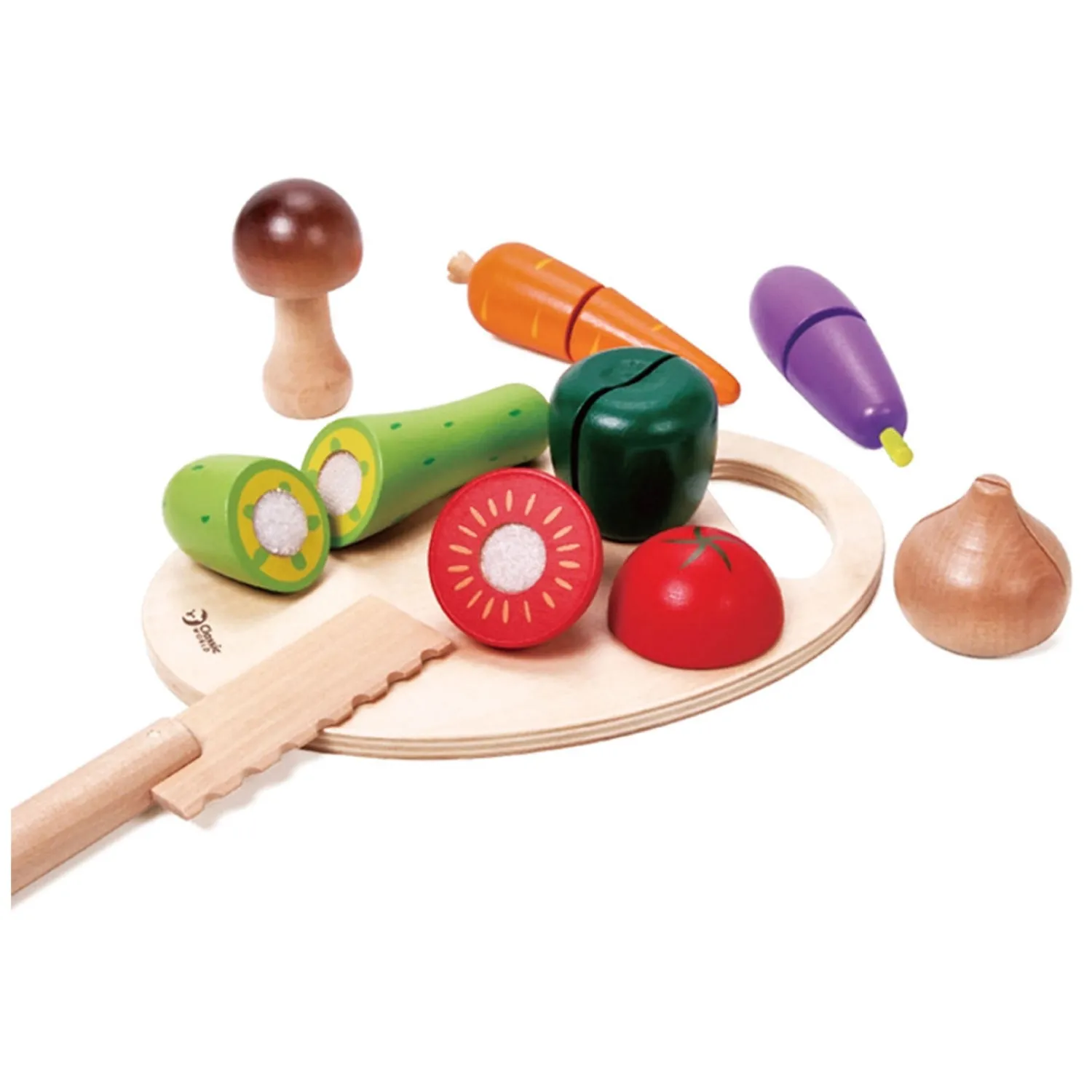 Houten Snijgroenten met Mes en Snijplank 16 dlg>Classic World Clearance