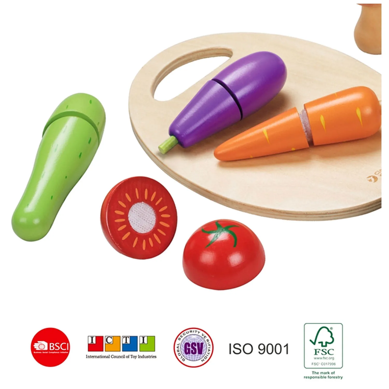Houten Snijgroenten met Mes en Snijplank 16 dlg>Classic World Clearance