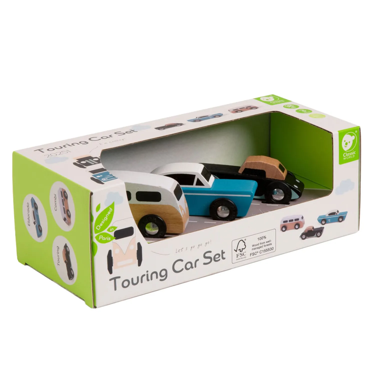Classic World Houten Tour Auto's Set, 3st. Discount