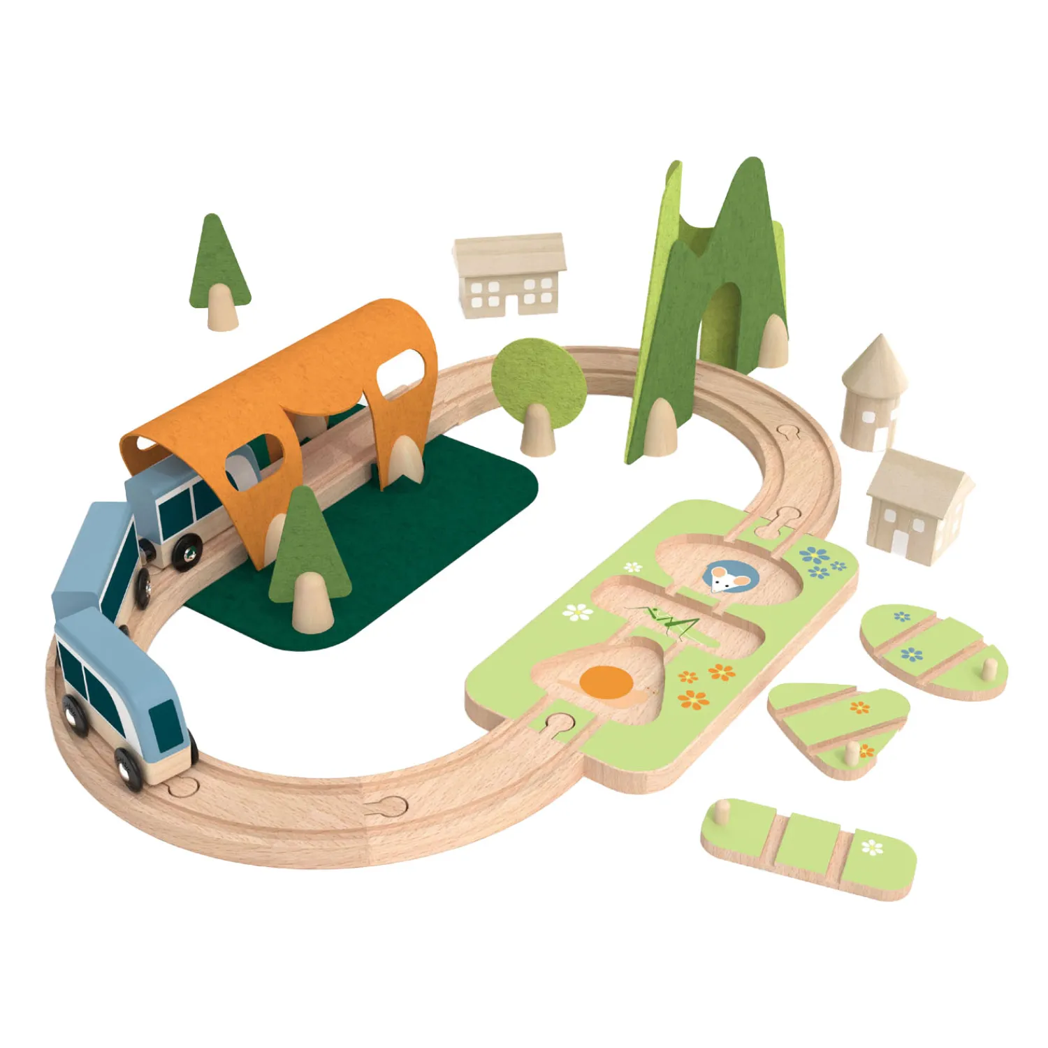 Classic World Houten Treinbaan Speelset, 40dlg. Outlet