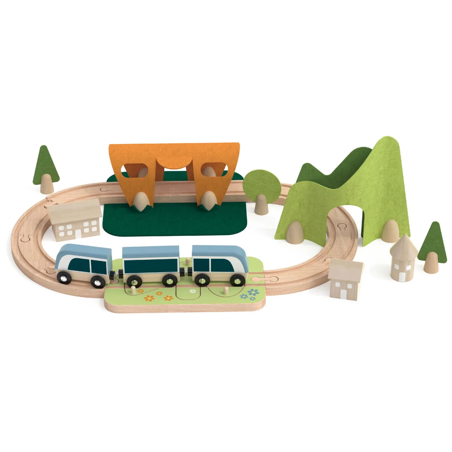 Classic World Houten Treinbaan Speelset, 40dlg. Outlet