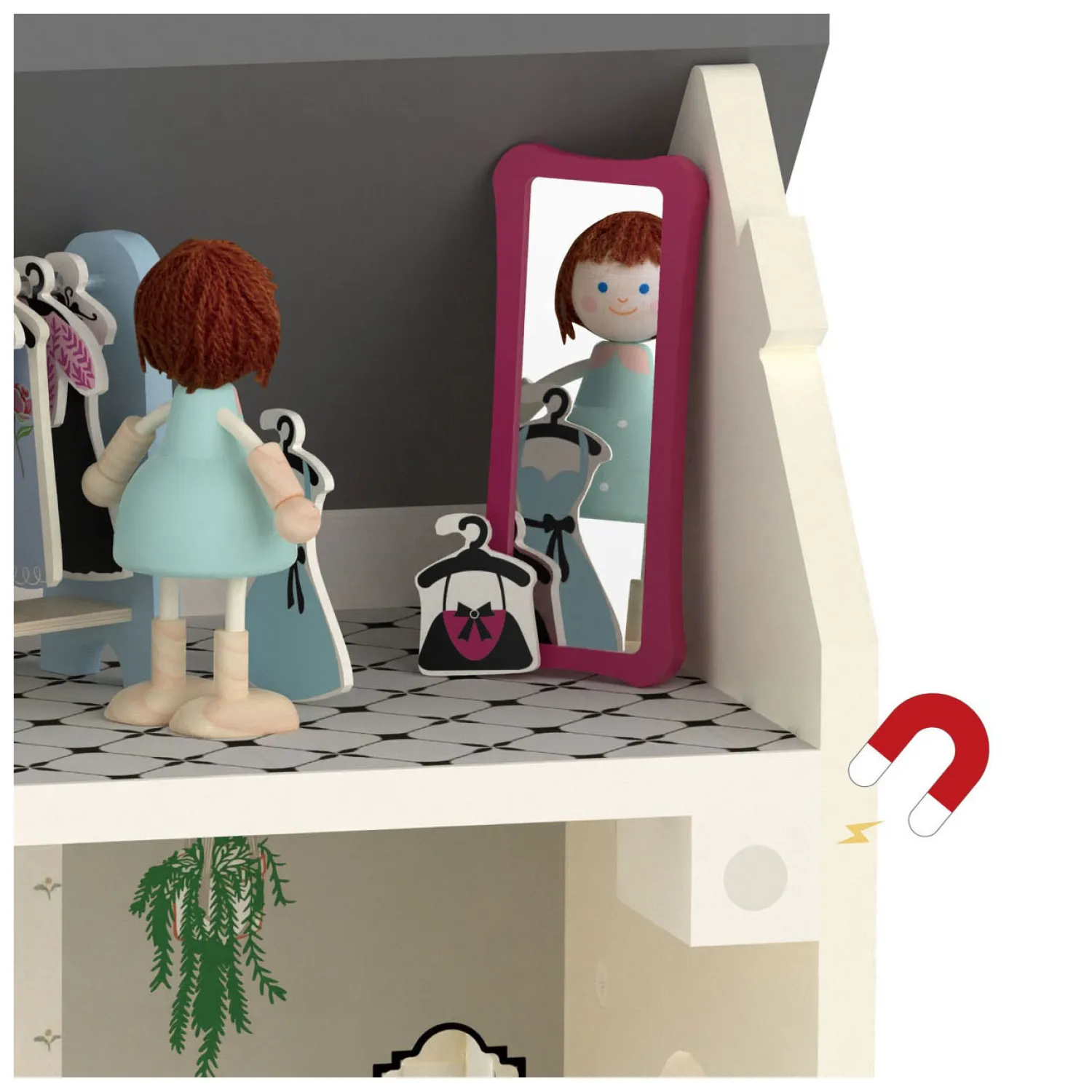 Houten Vintage Poppenhuis, 36dlg.>Classic World Sale