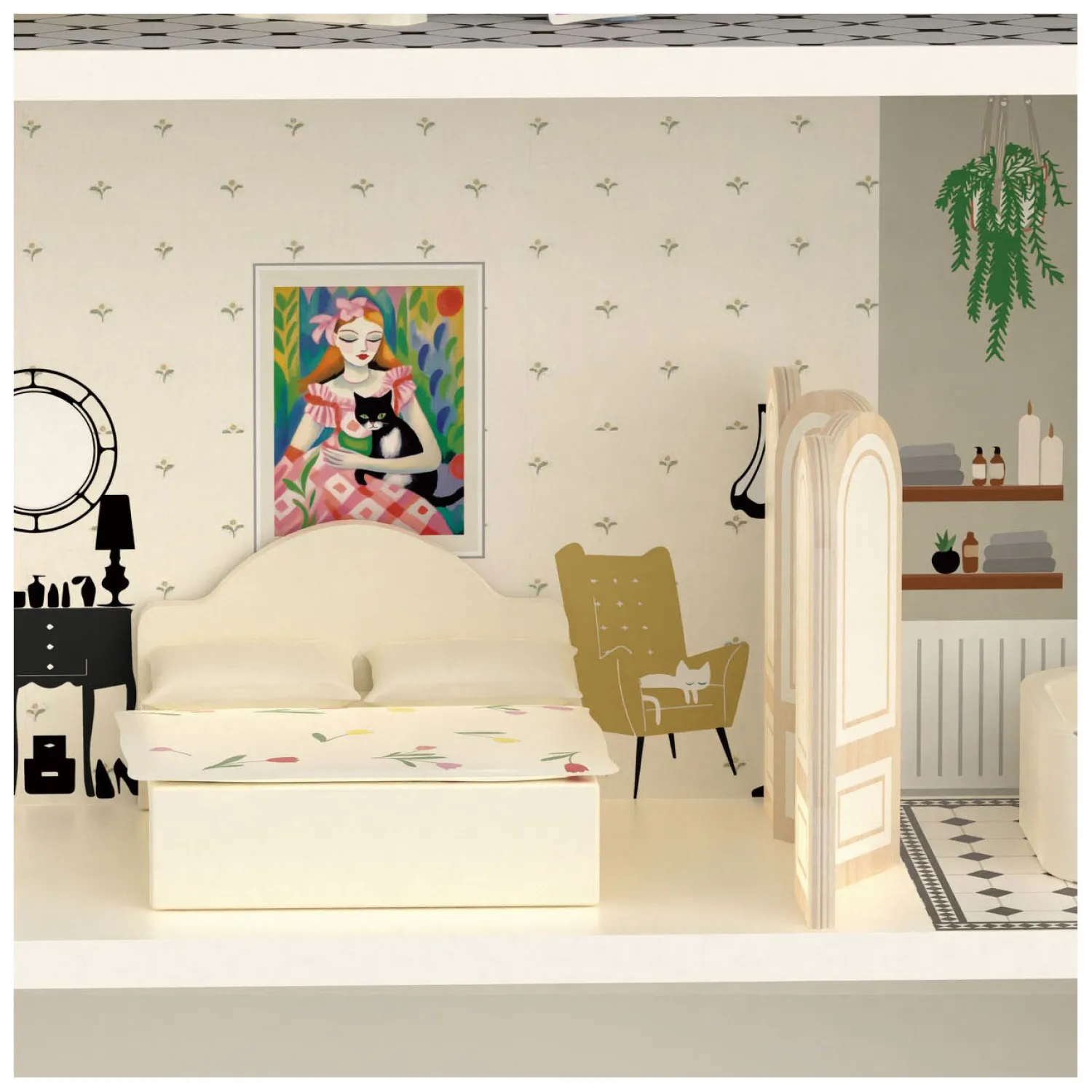 Houten Vintage Poppenhuis, 36dlg.>Classic World Sale