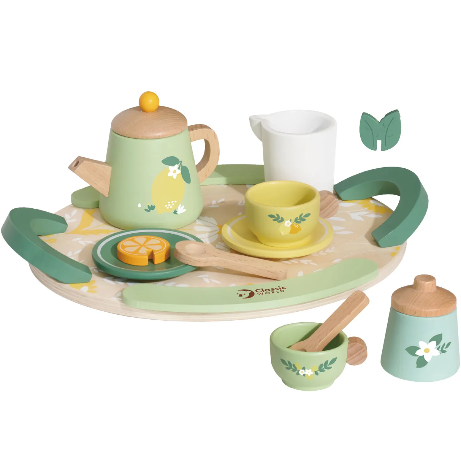 Houten Vintage Theeset met Dienblad, 14dlg.>Classic World Online