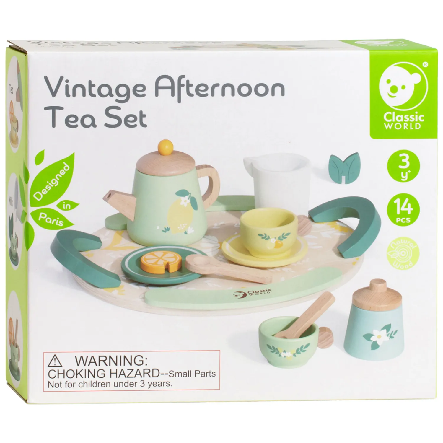 Houten Vintage Theeset met Dienblad, 14dlg.>Classic World Online