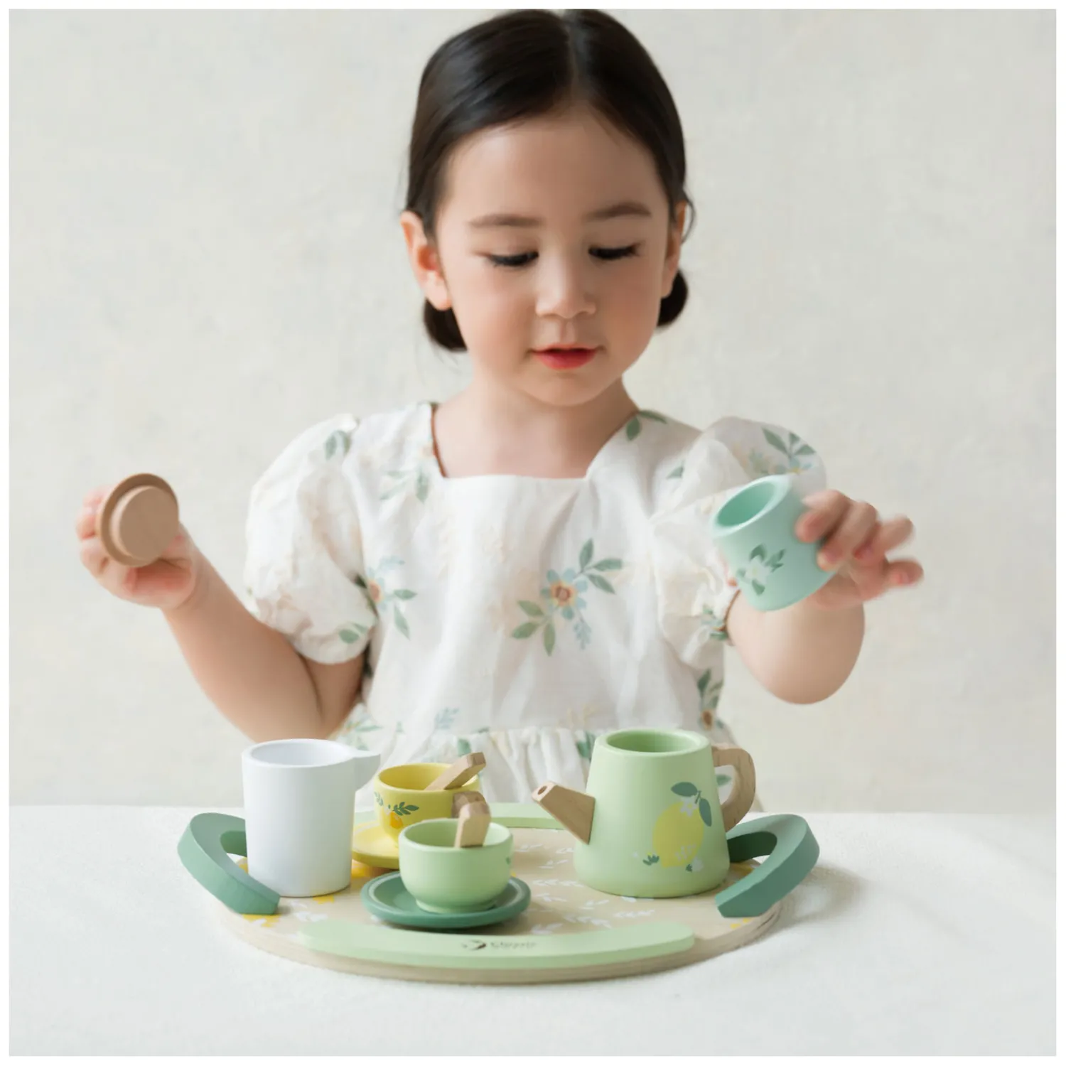 Houten Vintage Theeset met Dienblad, 14dlg.>Classic World Online