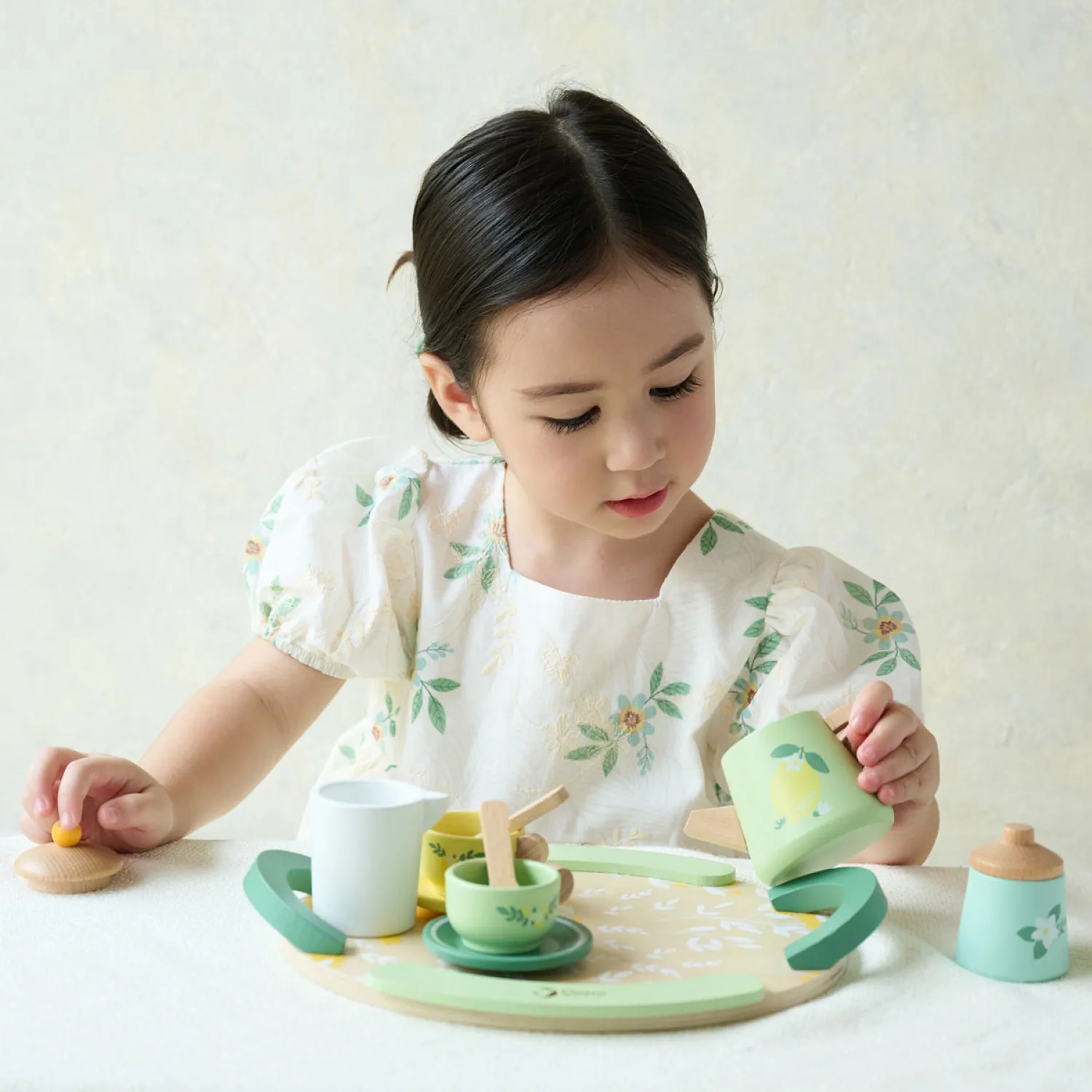 Houten Vintage Theeset met Dienblad, 14dlg.>Classic World Online