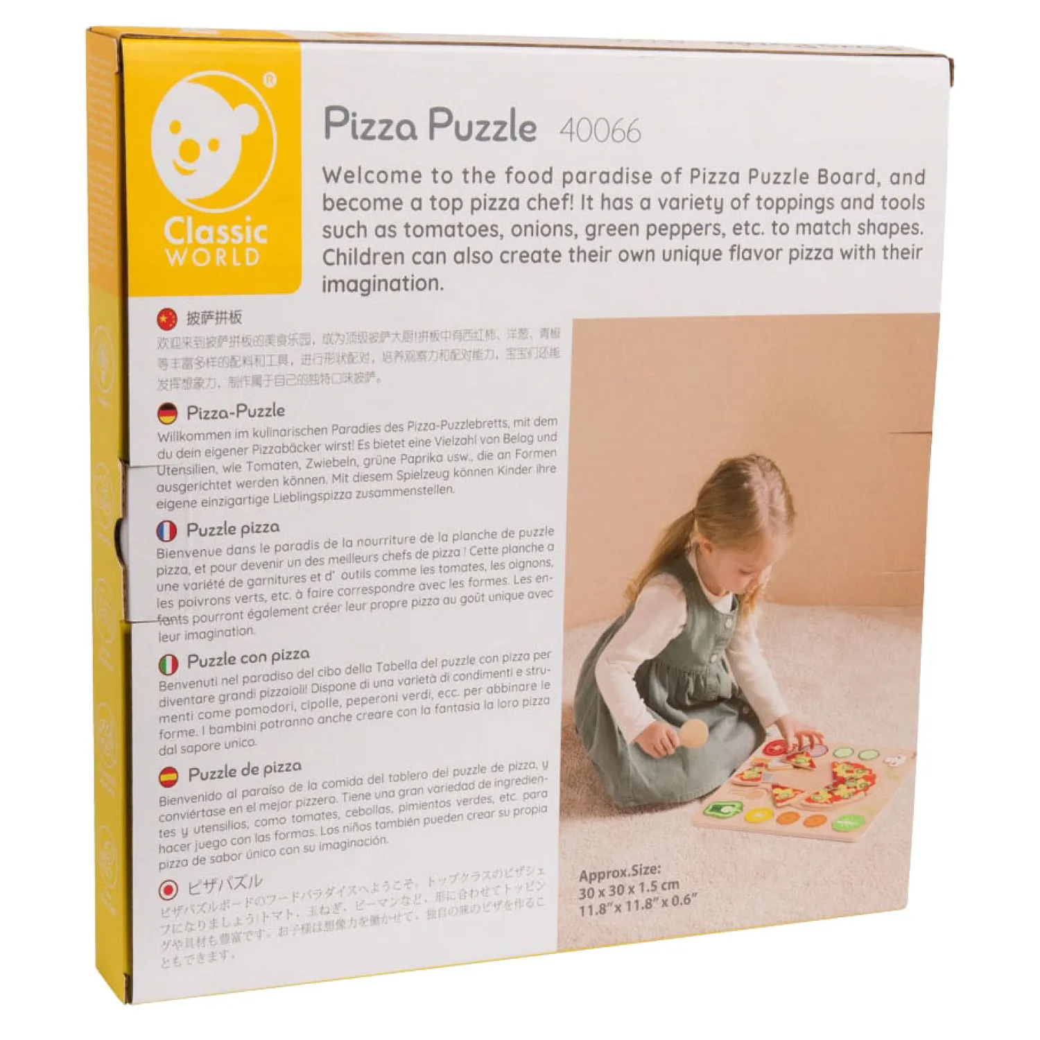 Houten Vormenpuzzel Pizza, 22st.>Classic World Online