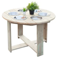 Houten Zand- en Watertafel Rond met 6 Bakken-Classic World Best
