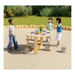 Houten Zand- en Watertafel Rond met 6 Bakken-Classic World Best