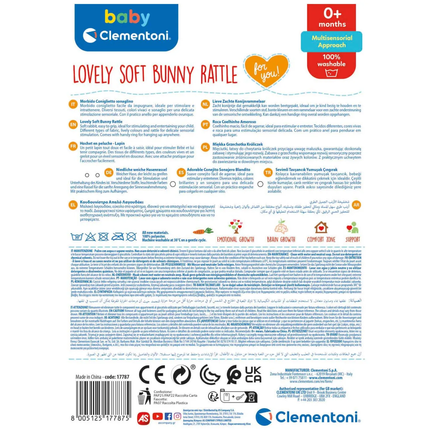 Baby - Pluchen Rammelaar Konijn>Clementoni Discount