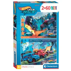 Legpuzzel Super Color Hot Wheels, 2x60st.>Clementoni Discount