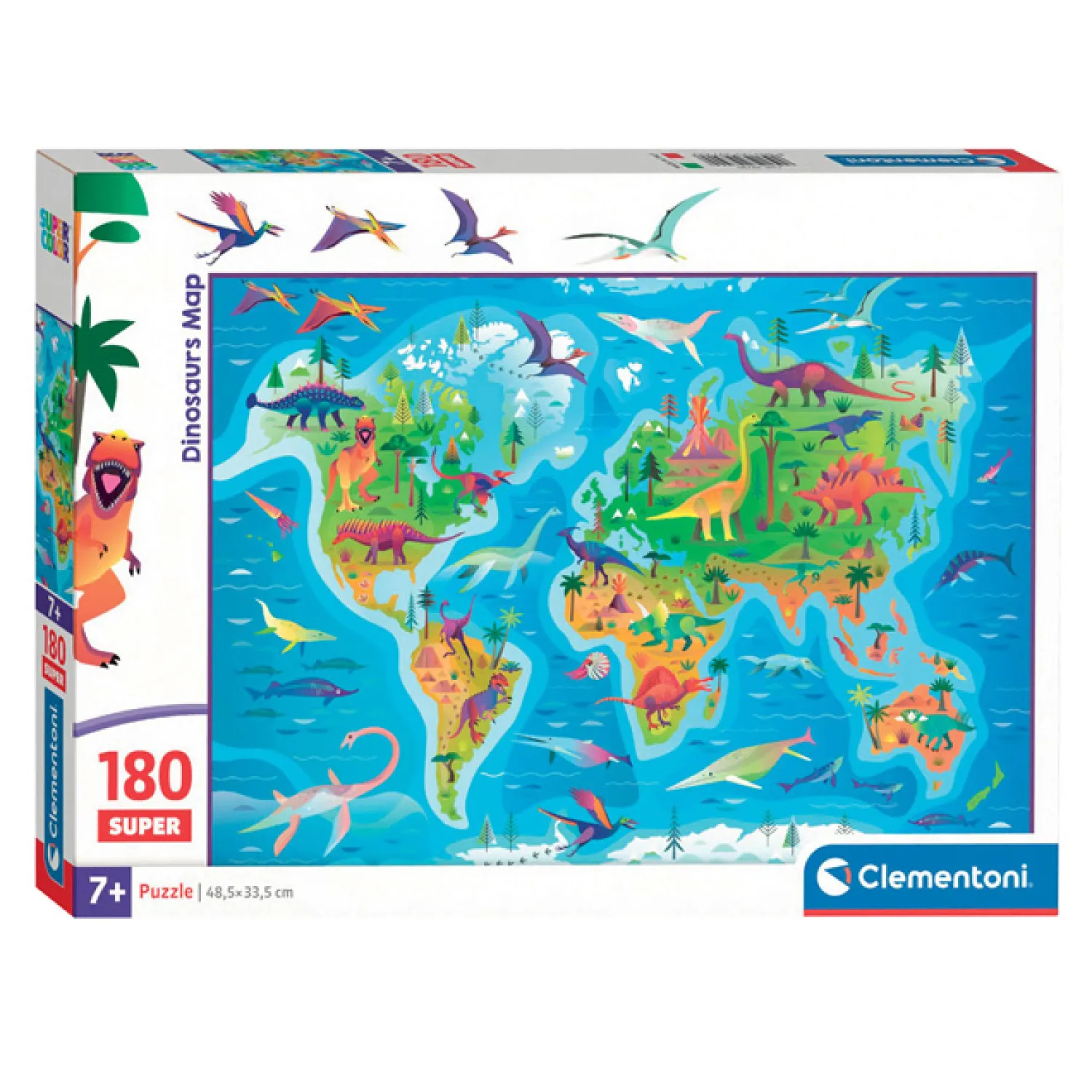 Legpuzzel Super Color Dinosaurus Map, 180st.>Clementoni New