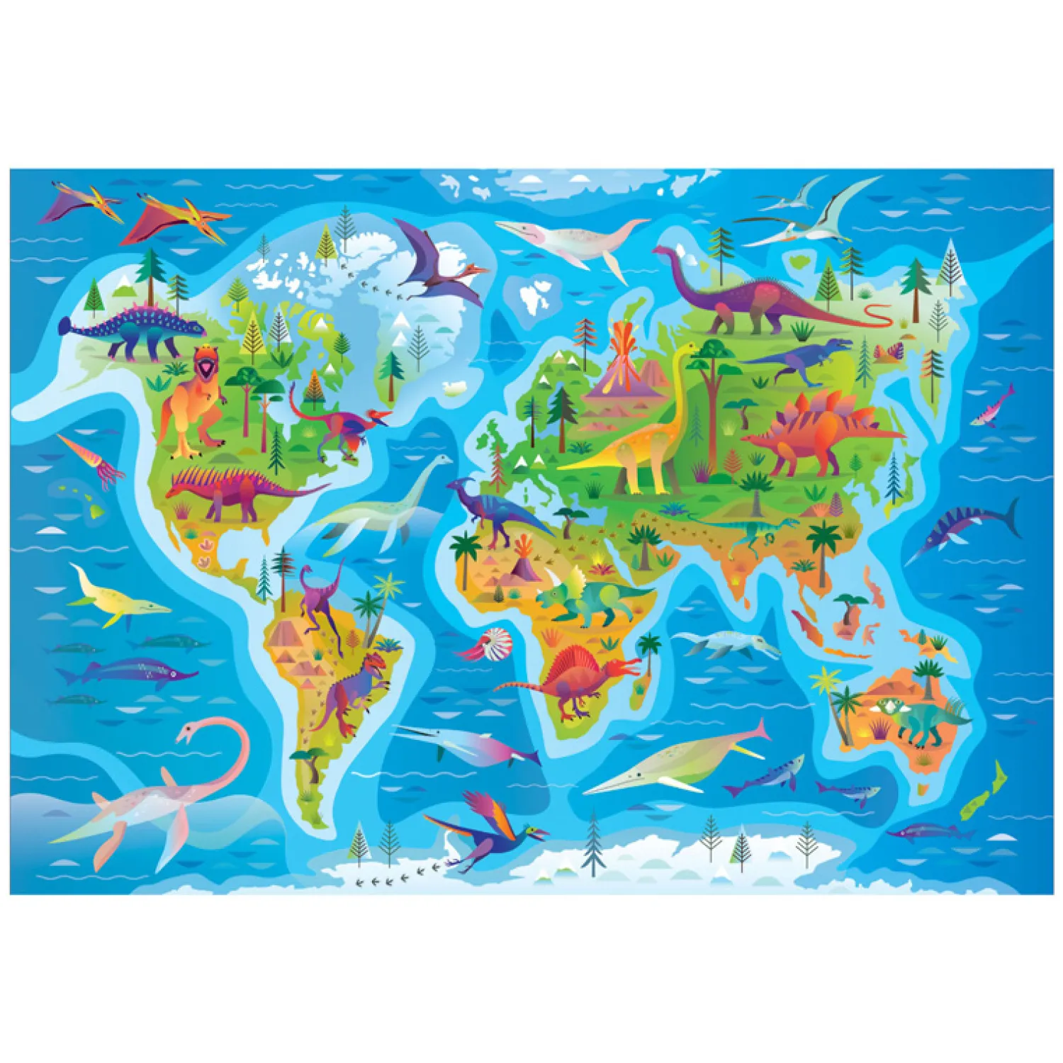 Legpuzzel Super Color Dinosaurus Map, 180st.>Clementoni New