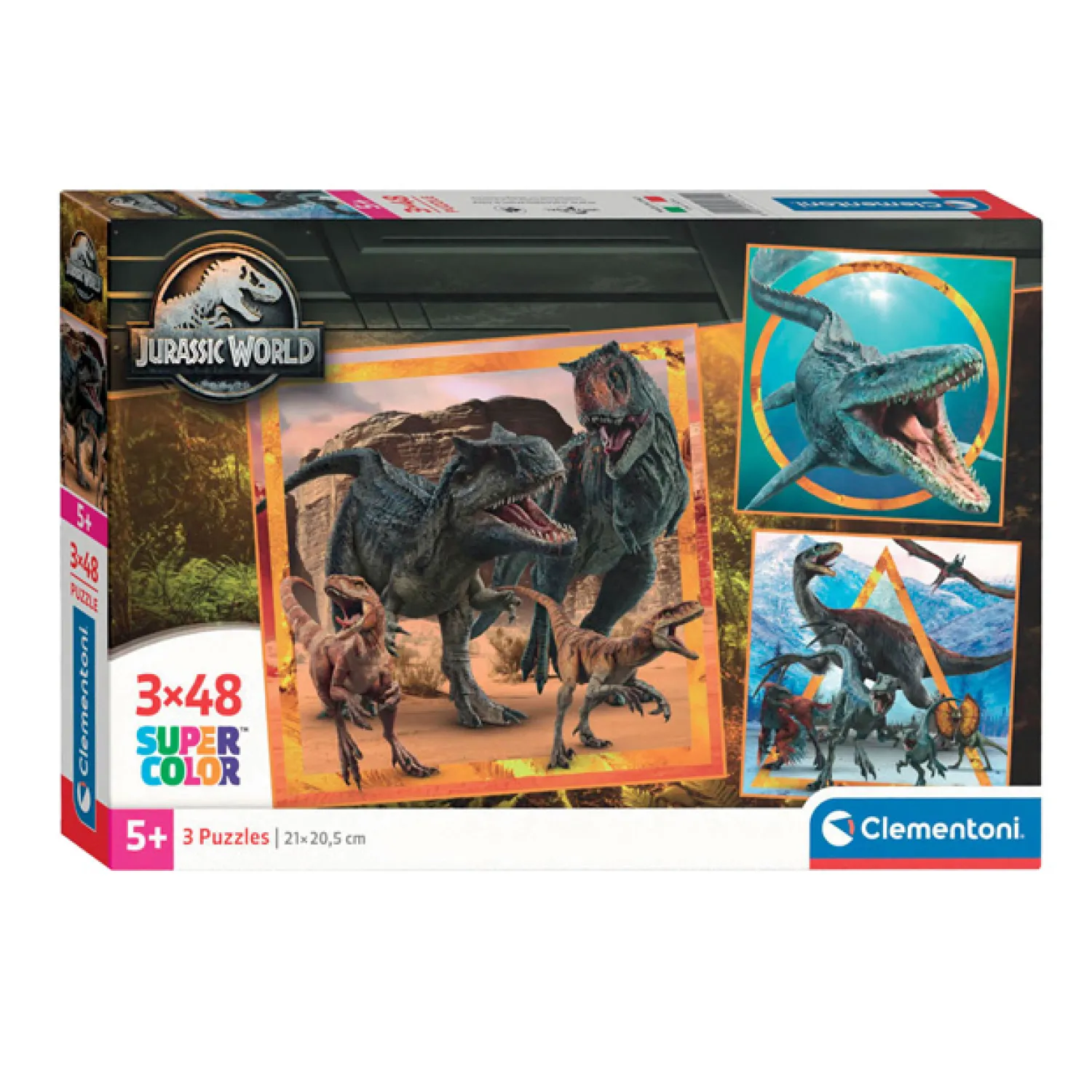 Legpuzzel Super Color Vierkant Jurassic World, 3x48st.-Clementoni Online