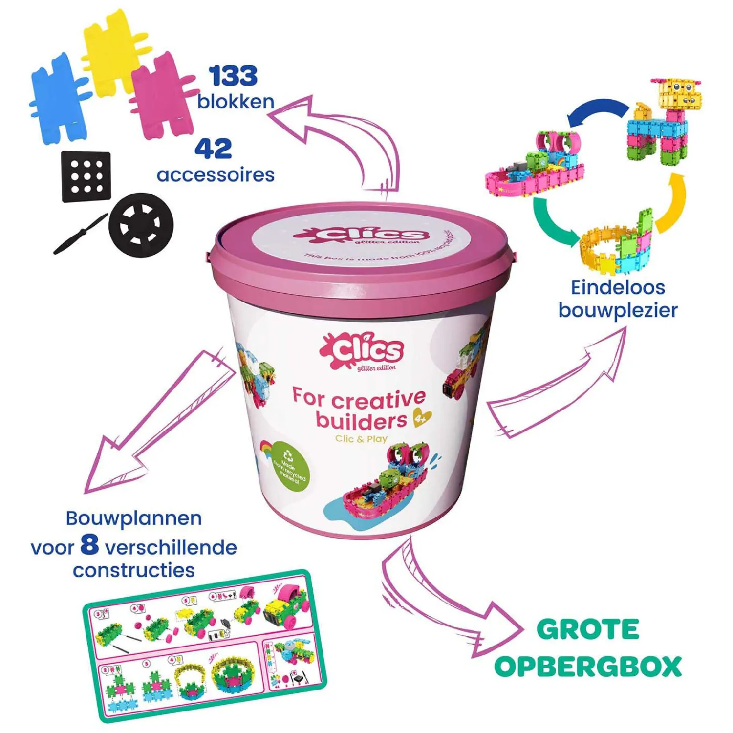 Clics Bouwblokken - Glitter Bouwset 8in1 Outlet