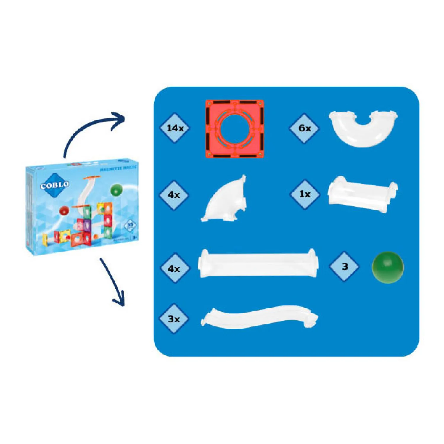 Knikkerbaan Uitbreidingsset Magnetisch Bouwspeelgoed, 35dlg.>Coblo Sale