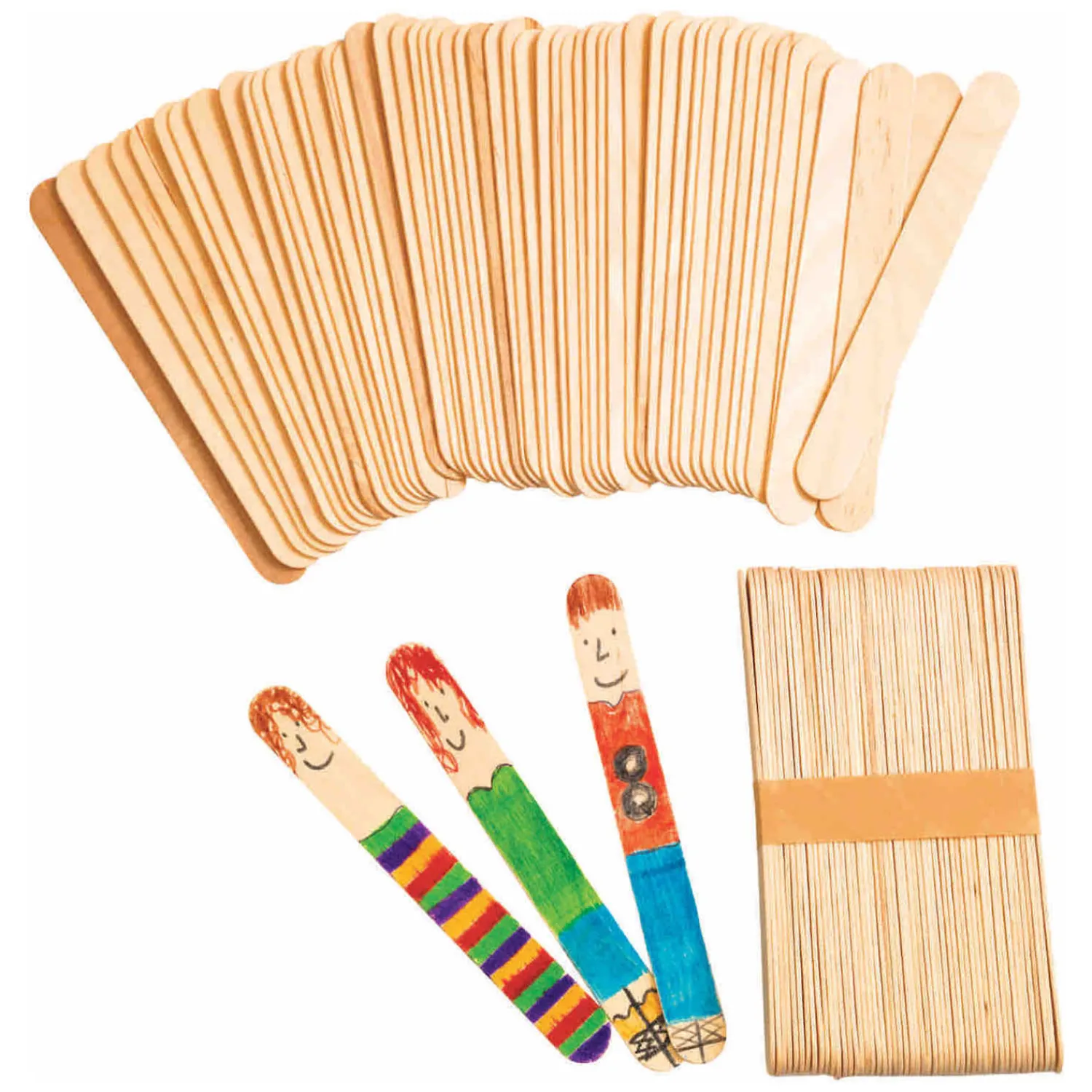 Colorations - Grote Houten Knutselstokjes, Set van 100 Online