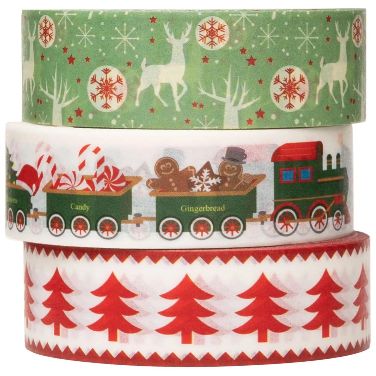 Colorations - Washi Tape Kerst 3 Rollen, 5mtr. Hot